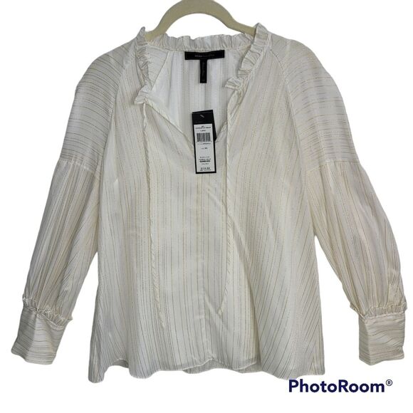 BCBGMAXAZRIA LUREX Shiffon Blouse SIZE‎ XSMALL - Picture 4 of 15